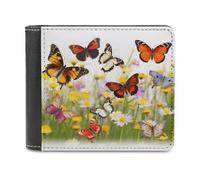 QMNRTK Group of Butterflies Portefeuille en cuir à deux volets pour homme et femme avec blocage RFID, capacité supplémentaire, coutures ultra résistantes, portefeuille fin avec 8 emplacements pour