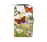 QMNRTK Group of Butterflies Portefeuille fin à deux volets en cuir véritable minimaliste avec poche avant pour homme et femme 19,7 x 11 x 3,5 cm, Style :, 19.7x11x3.5cm