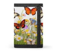QMNRTK Group of Butterflies Portefeuille fin à triple volet personnalisé gravé RFID pour homme et femme, style, taille unique, Style :, Taille unique