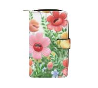 QMNRTK Happy Flower Portefeuille fin à deux volets en cuir véritable minimaliste avec poche avant pour homme et femme 19,7 x 11 x 3,5 cm, Style :, 19.7x11x3.5cm