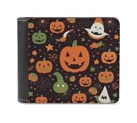 QMNRTK Happy Halloween - Portefeuille en cuir à deux volets pour homme et femme, blocage RFID, capacité supplémentaire, coutures ultra résistantes, portefeuille fin avec 8 emplacements pour cartes,