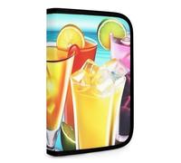 QMNRTK Happy Hour Portefeuille compact multifonction pour carte de crédit avec fermeture éclair - Blocage RFID - Portefeuille à deux volets pour homme et femme - Style - Taille unique, Style :, Taille