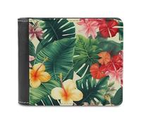 QMNRTK Hojas Tropicales Y Flores Portefeuille en cuir à deux volets pour homme et femme, blocage RFID, capacité supplémentaire, coutures ultra résistantes, portefeuille fin avec 8 emplacements pour