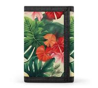 QMNRTK Hojas Tropicales Y Flores Portefeuille fin à triple pli, portefeuille fin personnalisé gravé RFID pour homme et femme, style, taille unique, Style :, Taille unique