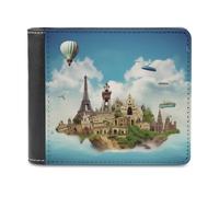 QMNRTK I Love to Travel Portefeuille en cuir à deux volets pour homme et femme, blocage RFID, capacité supplémentaire, coutures ultra résistantes, avec 8 emplacements pour cartes, style, taille