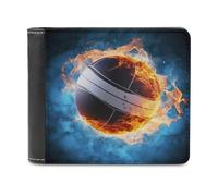 QMNRTK Ice And Fire Portefeuille en cuir pour volleyball à deux volets pour homme et femme avec blocage RFID, capacité supplémentaire, coutures ultra résistantes, 8 emplacements pour cartes, style,