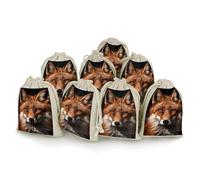 QMNRTK Images of Fox Lot de 8 sacs en mousseline avec cordon de serrage - Sacs vides en coton réutilisables et lavables pour herbes, épices, bonbons, savon, bijoux, cadeaux de mariage