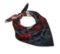 QMNRTK Impression tête de mort - Écharpe en soie pour femme - Écharpe en satin - Écharpe en soie pour cheveux - Foulard en soie - Foulard en soie - Foulard en soie pour femme