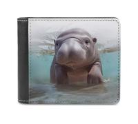 QMNRTK Joli portefeuille en cuir hippopotame à deux volets pour homme et femme, blocage RFID, capacité supplémentaire, coutures ultra résistantes, portefeuille fin avec 8 emplacements pour cartes,