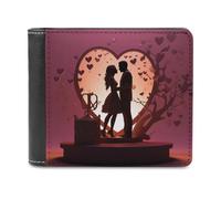 QMNRTK Kissing Silhouette Portefeuille en cuir à deux volets pour homme et femme avec blocage RFID, capacité supplémentaire, coutures ultra résistantes, portefeuille fin avec 8 emplacements pour