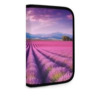 QMNRTK Lavender Fields Portefeuille compact multifonction avec porte-cartes de crédit et fermeture éclair en cuir avec blocage RFID pour homme et femme, style, taille unique, Style :, Taille unique