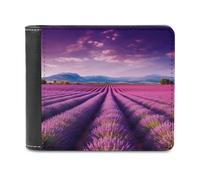 QMNRTK Lavender Fields Portefeuille en cuir à deux volets pour homme et femme avec blocage RFID, capacité supplémentaire, coutures ultra résistantes, portefeuille fin avec 8 emplacements pour cartes,