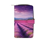 QMNRTK Lavender Fields Portefeuille fin à deux volets en cuir véritable minimaliste avec poche avant pour homme et femme 19,7 x 11 x 3,5 cm, Style :, 19.7x11x3.5cm