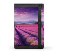 QMNRTK Lavender Fields Portefeuille fin à triple pli personnalisé gravé RFID pour homme et femme, style, taille unique, Style :, Taille unique
