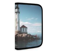 QMNRTK Light House Portefeuille compact multifonctionnel pour carte de crédit avec fermeture éclair - Blocage RFID - Portefeuille à deux volets pour homme et femme - Style - Taille unique, Style :,