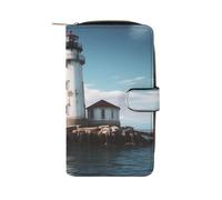 QMNRTK Light House Portefeuille fin à deux volets en cuir véritable minimaliste avec poche avant pour homme et femme 19,7 x 11 x 3,5 cm, Style :, 19.7x11x3.5cm