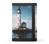 QMNRTK Light House Portefeuille fin à triple pli, portefeuille fin personnalisé gravé RFID pour homme et femme, style, taille unique, Style :, Taille unique