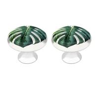 QMNRTK Lot de 2 boutons d'armoire en forme de feuille de Monstera à l'aquarelle - Boutons de tiroir, de commode, d'armoire de cuisine, de salle de bain - Boutons de porte pliants pour armoires et