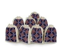 QMNRTK Lot de 8 petits sacs vides en mousseline de coton avec cordon de serrage, réutilisables et lavables pour herbes, épices, bonbons, savon, bijoux, cadeaux de mariage - Bleu foncé et marron