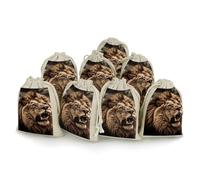 QMNRTK Lot de 8 sacs en mousseline avec cordon de serrage en forme de lion en colère - Réutilisables et lavables - Pour herbes, épices, bonbons, savon, bijoux, cadeaux de mariage