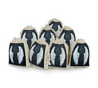 QMNRTK Lot de 8 sacs vides en mousseline avec cordon de serrage en forme d'ailes d'ange blanches réutilisables et lavables pour herbes, épices, bonbons, savon, bijoux, cadeaux de mariage