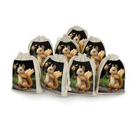 QMNRTK Lot de 8 sacs vides en mousseline avec cordon de serrage en forme d'écureuil en résine réutilisables et lavables pour herbes, épices, bonbons, savon, bijoux, cadeaux de mariage