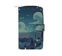 QMNRTK Magical Nights Portefeuille fin à deux volets en cuir véritable minimaliste avec poche avant pour homme et femme 19,7 x 11 x 3,5 cm, Style :, 19.7x11x3.5cm