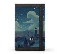 QMNRTK Magical Nights - Portefeuille fin à triple pli, portefeuille fin personnalisé gravé RFID pour homme et femme, style, taille unique, Style :, Taille unique