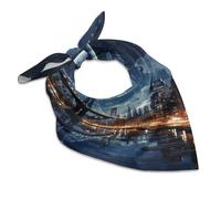 QMNRTK Moon Light New York City Écharpe en soie tendance et légère en satin pour le cou Foulard en soie pour femme et homme Style bohème Carré de poche 45,7 x 45,7 cm
