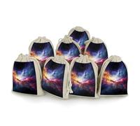 QMNRTK Nebula And Galaxy Lot de 8 sacs vides en mousseline avec cordon de serrage réutilisables et lavables pour herbes, épices, bonbons, savon, bijoux, cadeaux de mariage