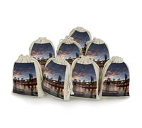 QMNRTK New York Bridge Lot de 8 sacs vides en mousseline avec cordon de serrage en coton réutilisables et lavables pour herbes, épices, bonbons, savon, bijoux, cadeaux de mariage