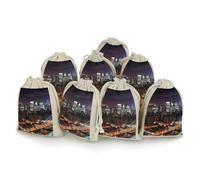 QMNRTK New York Night Lot de 8 sacs vides en mousseline avec cordon de serrage en coton réutilisables et lavables pour herbes, épices, bonbons, savon, bijoux, cadeaux de mariage