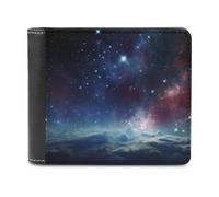 QMNRTK Night Outer Space Portefeuille à deux volets en cuir pour homme et femme avec blocage RFID, capacité supplémentaire, coutures ultra résistantes, portefeuille fin avec 8 emplacements pour