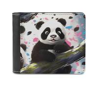 QMNRTK Panda Star Portefeuille à deux volets en cuir pour homme et femme, blocage RFID, capacité supplémentaire, coutures ultra résistantes, portefeuille fin avec 8 emplacements pour cartes, style,