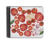 QMNRTK Pizza Ingredients Portefeuille en cuir à deux volets pour homme et femme avec blocage RFID, capacité supplémentaire, coutures ultra résistantes, portefeuille fin avec 8 emplacements pour