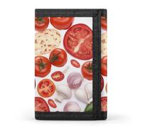 QMNRTK Pizza Ingredients Portefeuille fin à triple pli, portefeuille fin personnalisé gravé RFID pour homme et femme, style, taille unique, Style :, Taille unique
