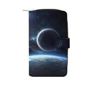 QMNRTK Planet Portefeuille fin à deux volets en cuir véritable minimaliste avec poche avant pour homme et femme 19,7 x 11 x 3,5 cm, Style :, 19.7x11x3.5cm