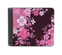 QMNRTK Portefeuille à deux volets en cuir à motif floral pour homme et femme, blocage RFID, capacité supplémentaire, coutures ultra résistantes, portefeuille fin avec 8 emplacements pour cartes,
