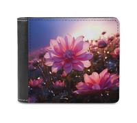 QMNRTK Portefeuille à deux volets en cuir à motif floral pour homme et femme, blocage RFID, capacité supplémentaire, coutures ultra résistantes, portefeuille fin avec 8 emplacements pour cartes,