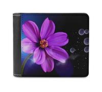 QMNRTK Portefeuille à deux volets en cuir à motif floral violet pour homme et femme, blocage RFID, capacité supplémentaire, coutures ultra résistantes, portefeuille fin avec 8 emplacements pour