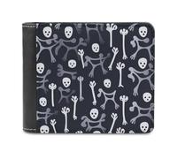 QMNRTK Portefeuille à deux volets en cuir à motif os pour homme et femme, blocage RFID, capacité supplémentaire, coutures ultra résistantes, portefeuille fin avec 8 emplacements pour cartes, style,