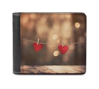 QMNRTK Portefeuille à deux volets en cuir avec étiquette Love Heart pour homme et femme, blocage RFID, capacité supplémentaire, coutures ultra résistantes, portefeuille fin avec 8 emplacements pour