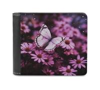 QMNRTK Portefeuille à deux volets en cuir avec motif papillon et fleur pour homme et femme, blocage RFID, capacité supplémentaire, coutures ultra résistantes, portefeuille fin avec 8 emplacements pour
