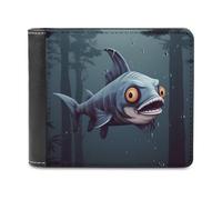 QMNRTK Portefeuille à deux volets en cuir avec motif poisson amusant pour homme et femme, blocage RFID, capacité supplémentaire, coutures ultra résistantes, portefeuille fin avec 8 emplacements pour