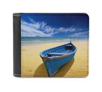 QMNRTK Portefeuille à deux volets en cuir bleu et jaune pour homme et femme, blocage RFID, capacité supplémentaire, coutures ultra résistantes, portefeuille fin avec 8 emplacements pour cartes, style,