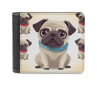 QMNRTK Portefeuille à deux volets en cuir carlin mignon pour homme et femme, blocage RFID, capacité supplémentaire, coutures ultra résistantes, portefeuille fin avec 8 emplacements pour cartes, style,