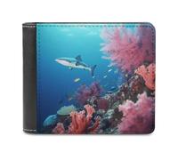 QMNRTK Portefeuille à deux volets en cuir corail pour homme et femme, blocage RFID, capacité supplémentaire, coutures ultra résistantes, portefeuille fin avec 8 emplacements pour cartes, style, taille