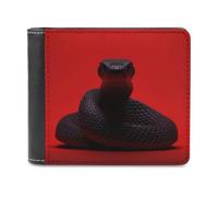 QMNRTK Portefeuille à deux volets en cuir de serpent aux yeux noirs pour homme et femme, blocage RFID, capacité supplémentaire, coutures ultra résistantes, portefeuille fin avec 8 emplacements pour