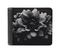QMNRTK Portefeuille à deux volets en cuir noir à motif floral pour homme et femme, blocage RFID, capacité supplémentaire, coutures ultra résistantes, portefeuille fin avec 8 emplacements pour cartes,