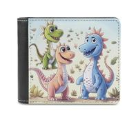 QMNRTK Portefeuille à deux volets en cuir pour homme et femme, motif dinosaures, blocage RFID, capacité supplémentaire, coutures ultra résistantes, portefeuille fin avec 8 emplacements pour cartes,